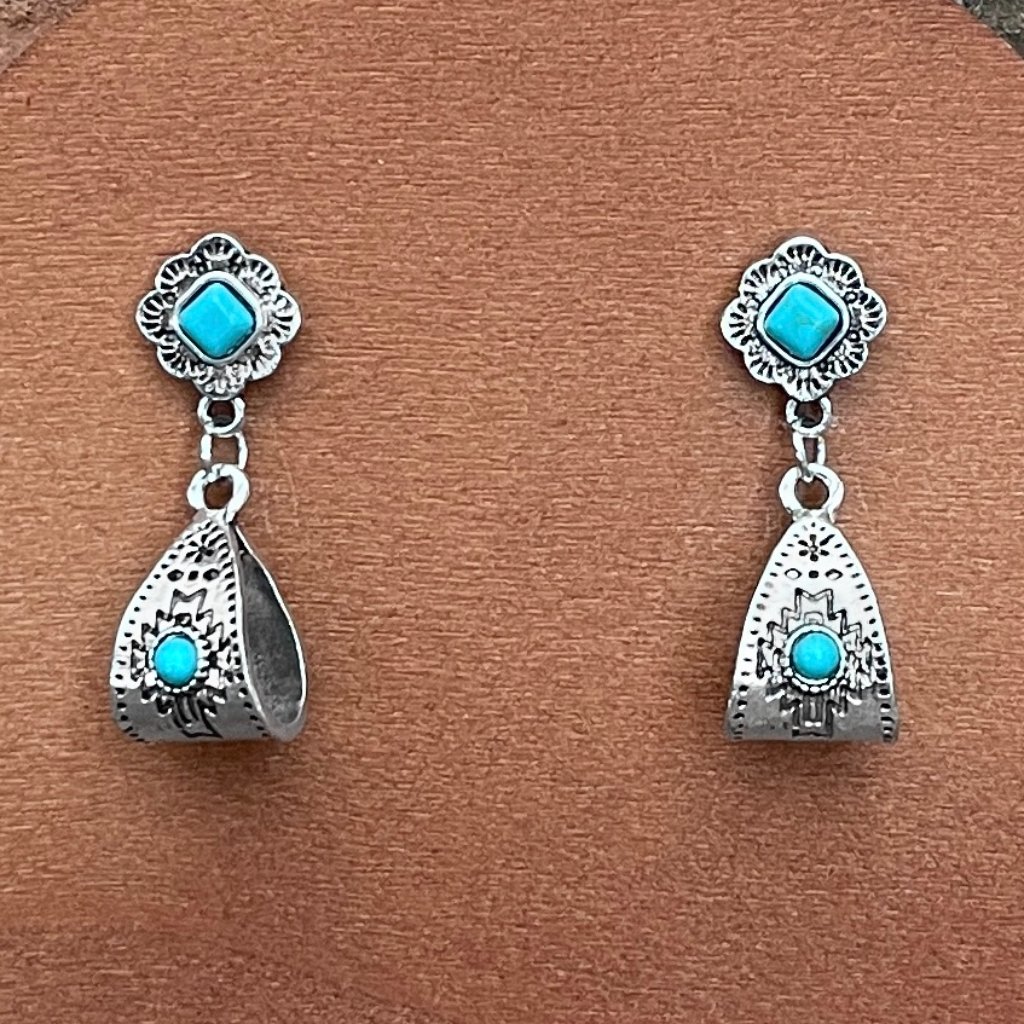 Aztec Pattern Sling Earrings With Turquoise 23$
